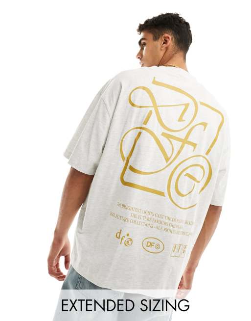 Camiseta extragrande blanco jaspeado con texto estampado en la espalda de ASOS Dark Future