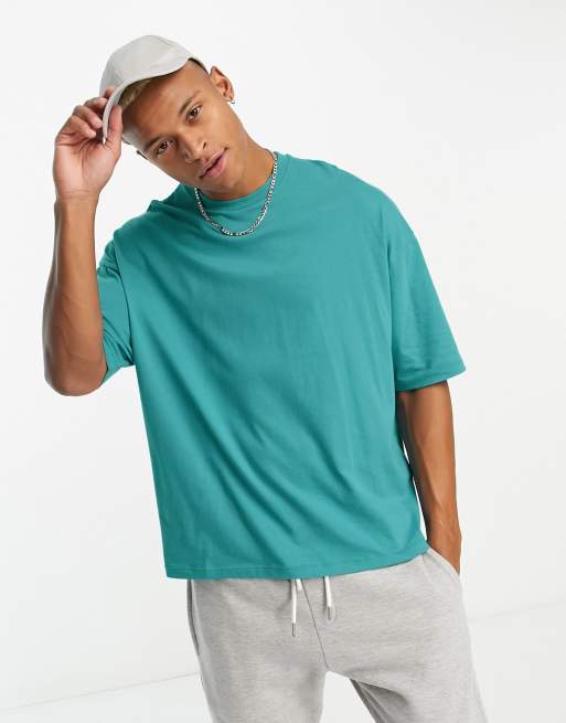 Camiseta extragrande con cuello redondo en azul de ASOS DESIGN 