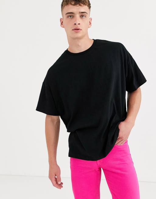 Camiseta extragrande con cuello redondo en negro de ASOS DESIGN