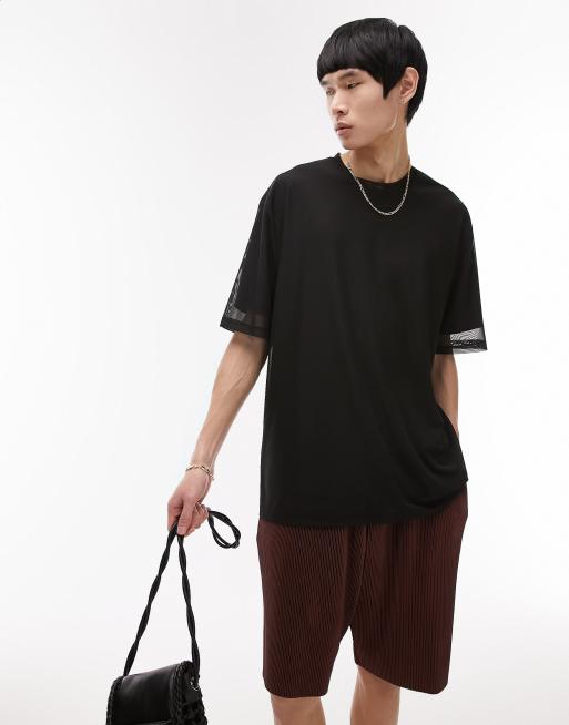 Camiseta extragrande con diseño de capas de malla de Topman