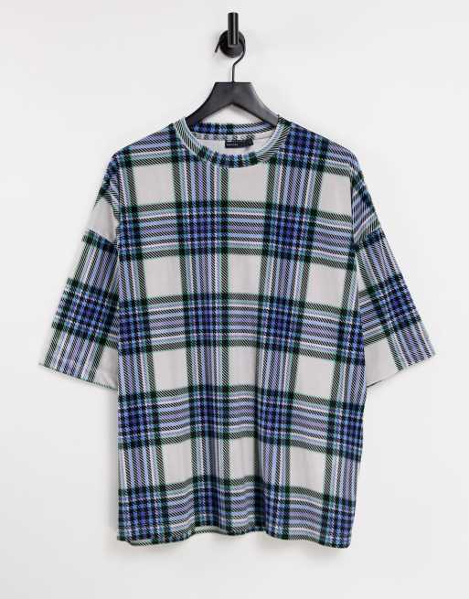 Camiseta extragrande con estampado a cuadros de velour de ASOS DESIGN