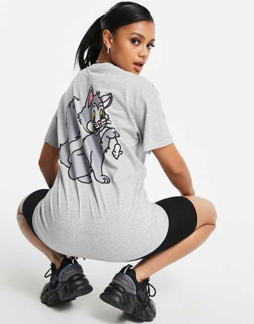 Camiseta extragrande con estampado gráfico de gato y ratón en la espalda de New Love Club