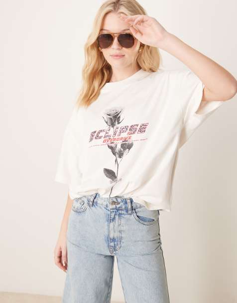 Camiseta extragrande con estampado gráfico de rosa de ASOS DESIGN - view 1
