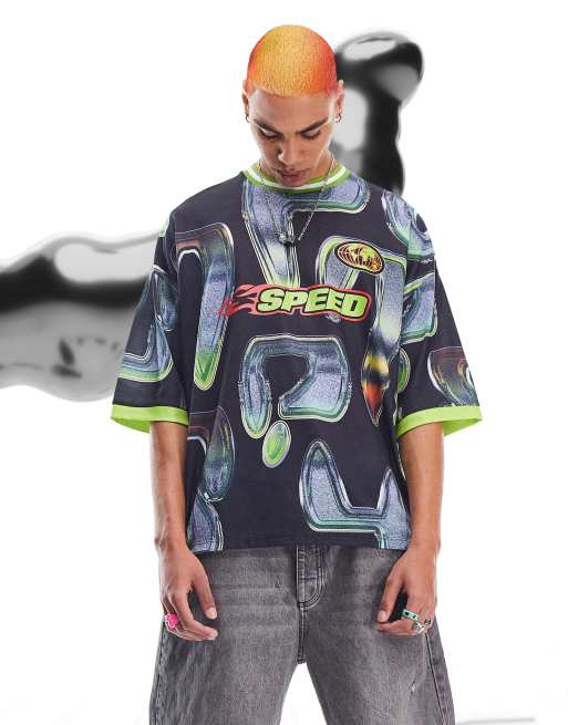 Camiseta extragrande con estampado gráfico integral de ASOS DESIGN