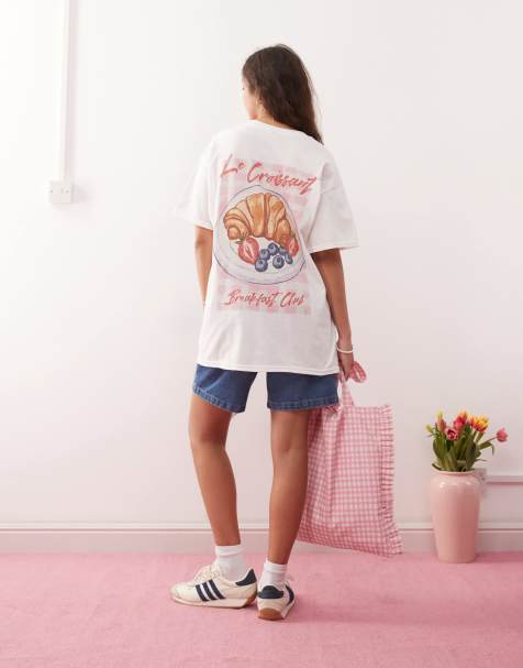 Camiseta extragrande con estampado "Les croissant" de Miss Selfridge - view 1