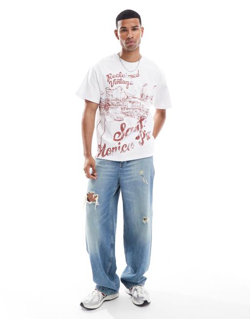 Camiseta extragrande con estampado "Santa Monica" de Reclaimed Vintage, 4 de 4