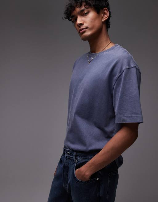 Camiseta extragrande con lavado azul de Topman