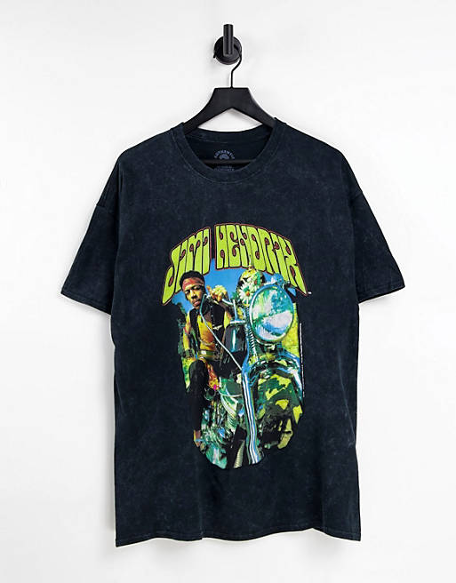 Hombre Other | Camiseta extragrande con lavado negro y estampado de Jimi Hendrix de New Look - ZM38021
