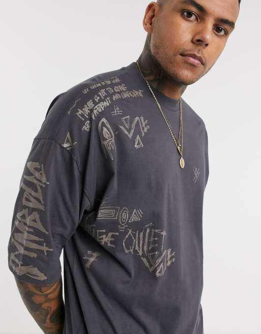 Camiseta extragrande de algodón orgánico con estampado de grafiti de ASOS DESIGN