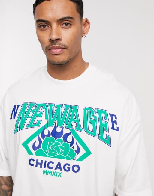 Camiseta extragrande de algodón orgánico con estampado en la parte delantera y detalle de cuello de ASOS DESIGN
