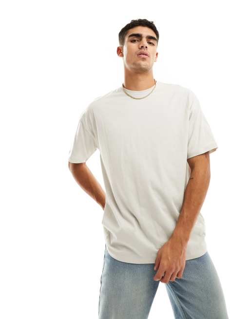 Camiseta extragrande en color piedra de New Look