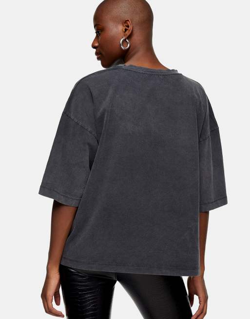 Camiseta extragrande en negro lavado de Topshop, 2 de 4