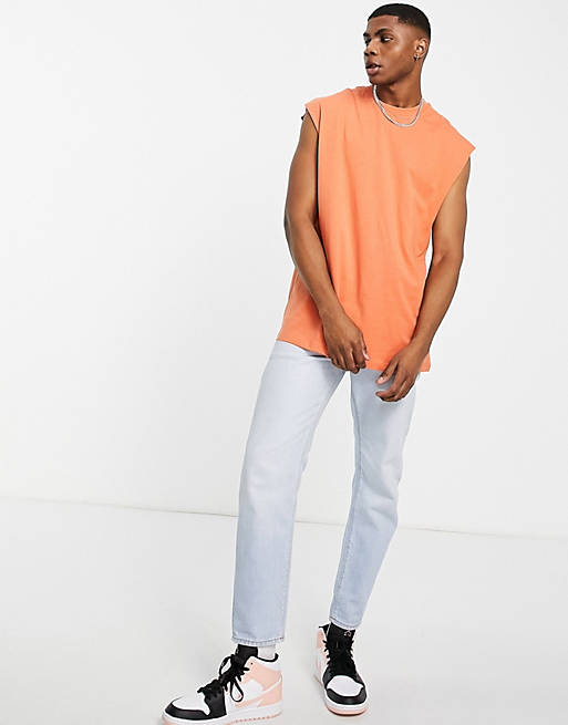 Hombre Other | Camiseta extragrande naranja sin mangas de ASOS DESIGN - IO82970