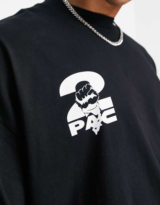 Sudadera negra con estampados variados de Tupac de ASOS DESIGN