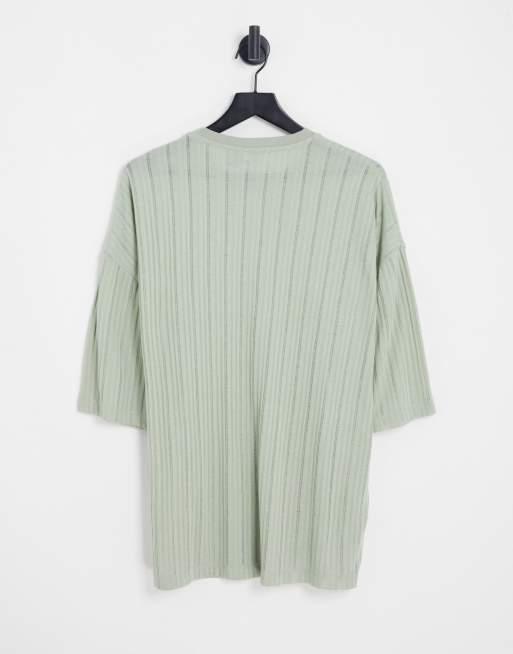 Camiseta extragrande verde con textura de ASOS DESIGN, 2 de 4