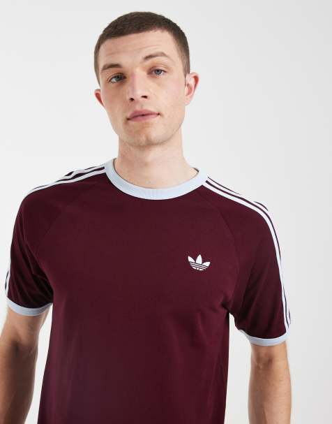 Camiseta granate y azul claro con tres rayas de adidas Originals - view 1