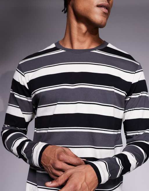 Camiseta gris a rayas extragrande de manga larga de ADPT, 5 de 5