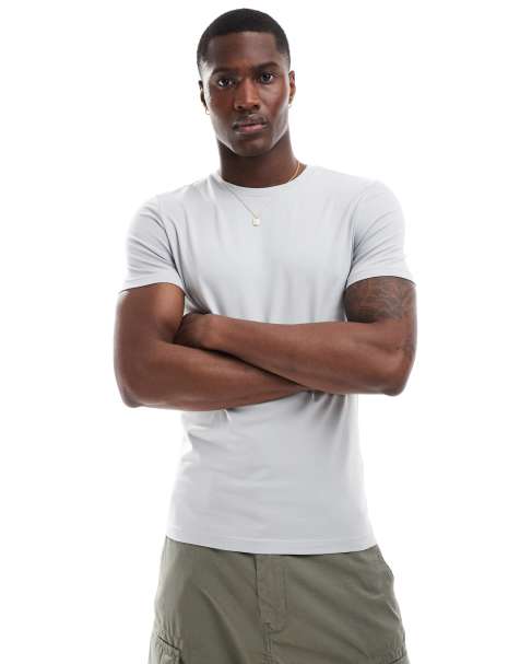 Camiseta gris básica ajustada de ASOS DESIGN - view 1