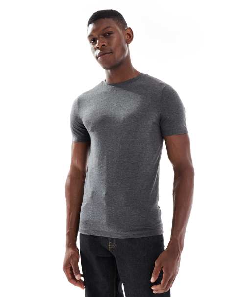 Camiseta gris carbón básica ajustada Essentials de ASOS DESIGN - view 1