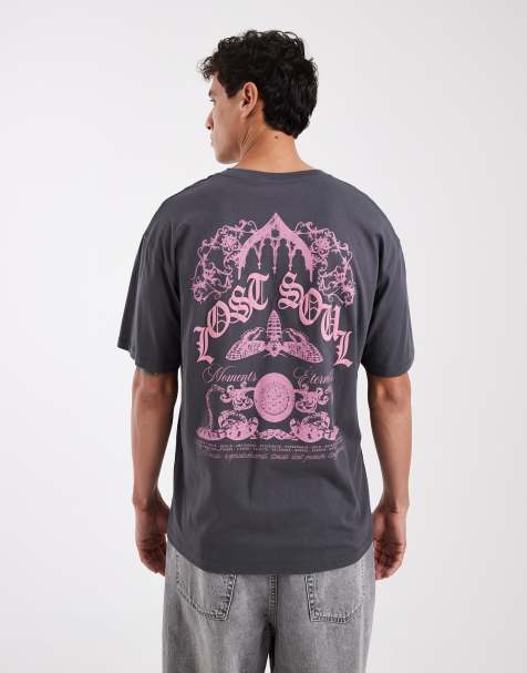 Camiseta gris carbón con estampado "Lost Soul" en la espalda de Jack & Jones - view 1