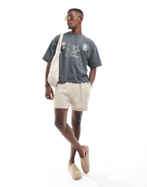 Camiseta gris carbón de corte cuadrado extragrande con estampado gráfico deportivo de ASOS DESIGN - view 1