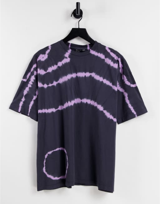 Camiseta gris carbón extragrande con efecto tie dye circular de ASOS DESIGN 