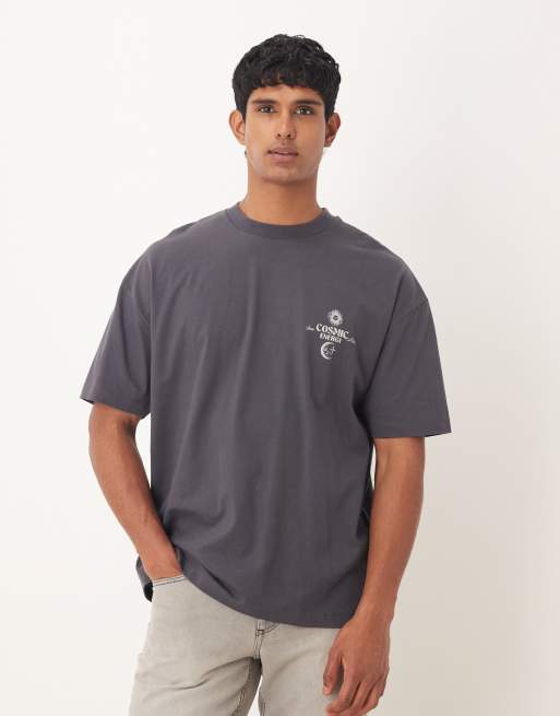 Camiseta gris carbón extragrande con estampado gráfico celestial de ASOS DESIGN, 3 de 5