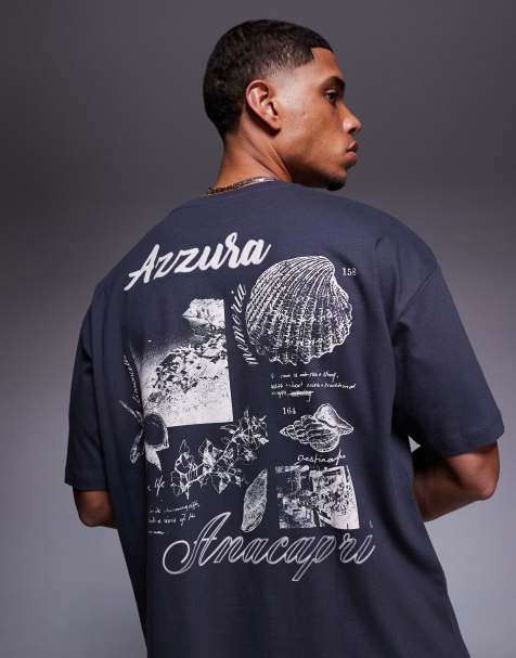 Camiseta gris carbón extragrande con estampado gráfico de paisaje de ASOS DESIGN - view 1