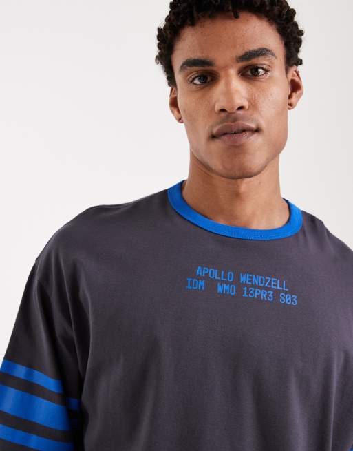 Camiseta gris carbón extragrande de manga larga con estampado y solapas en contraste de ASOS DESIGN, 5 de 5