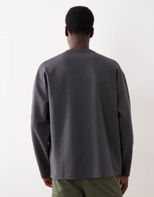 Camiseta gris carbón extragrande de manga larga de tejido grueso suave de ASOS DESIGN, 3 de 5