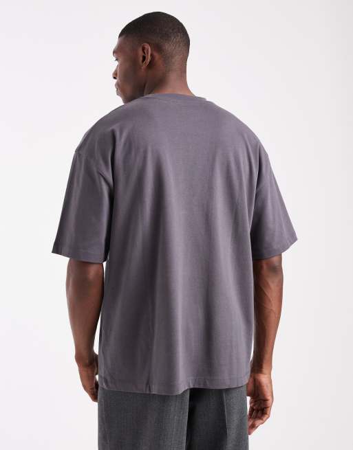 Camiseta gris carbón extragrande de tejido grueso de ASOS DESIGN   , 3 de 5