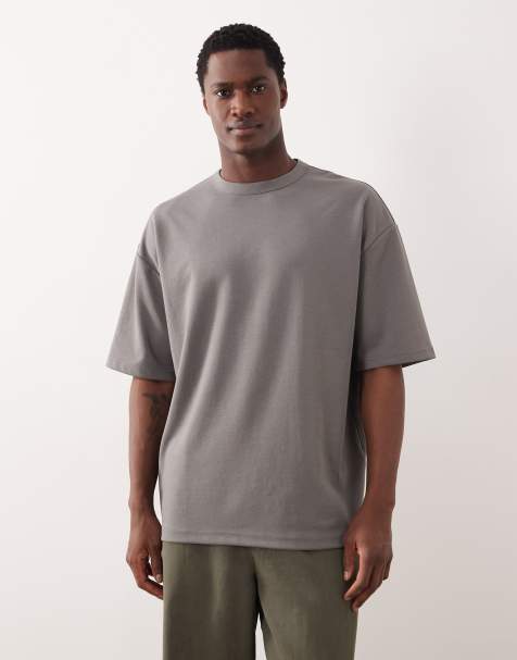 Camiseta gris carbón extragrande de tejido grueso de mezcla de algodón breatheMAX™ de ASOS DESIGN - view 1