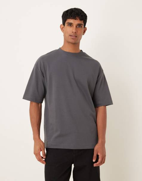 Camiseta gris carbón extragrande de tejido grueso suave de ASOS DESIGN - view 1