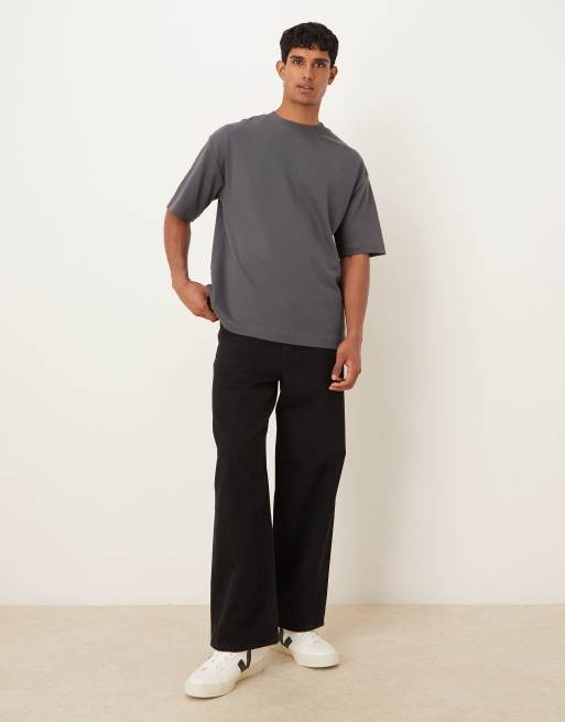 Camiseta gris carbón extragrande de tejido grueso suave de ASOS DESIGN, 2 de 5
