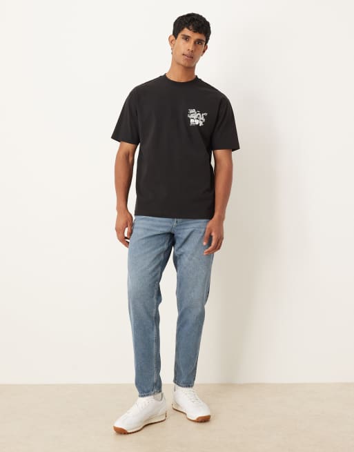 Camiseta gris carbón holgada con estampado de dragón de tejido grueso de ASOS DESIGN, 3 de 5