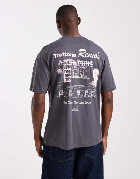 Camiseta gris carbón holgada con estampado en la espalda "Remo" de ONLY & SONS - view 1