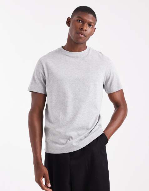 Camiseta gris claro con cuello redondo de tejido grueso de ASOS DESIGN - view 1