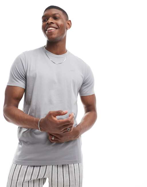Camiseta gris claro con logo Icon de Hollister