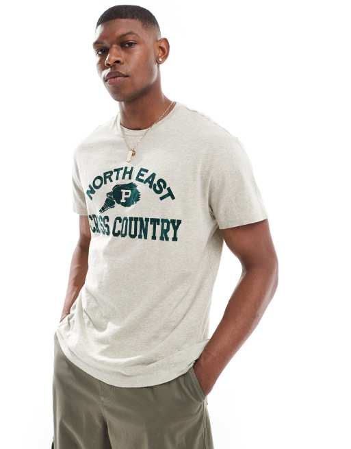 Camiseta gris claro jaspeado de corte clásico extragrande con logo retro 