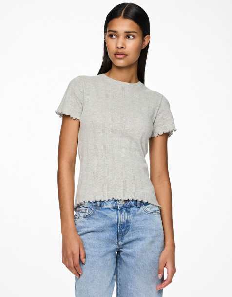 Camiseta gris claro jaspeado de Pieces - view 1