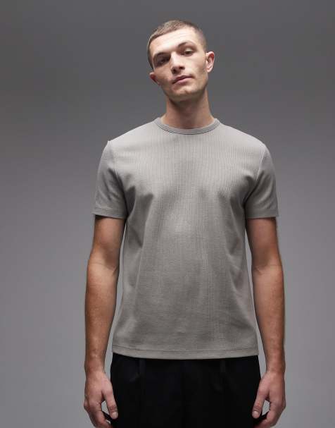Camiseta gris con acabado texturizado de algodón puro premium de ARKET - view 1