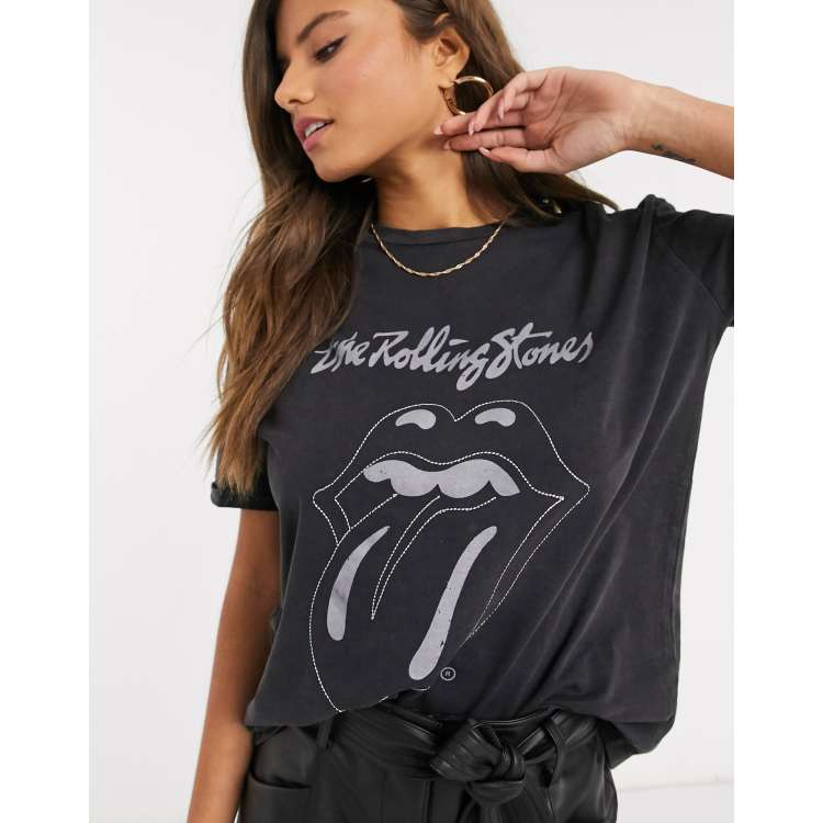 Camiseta gris con detalle de de Rolling Stones de Mango |