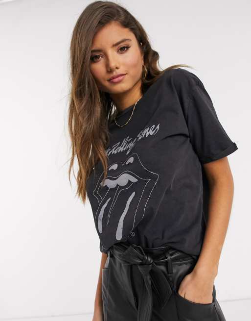 Camiseta gris con detalle de costuras de Rolling Stones de Mango | ASOS