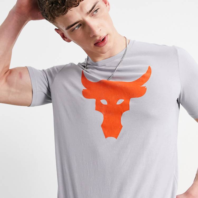 Recitar estimular resbalón Camiseta gris con estampado de toro naranja de Under Armour Training x  Project Rock | ASOS