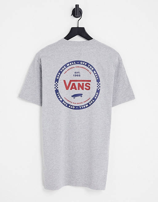 Hombre Tops | Camiseta gris con estampado en la espalda Logo Check de Vans - SW68637