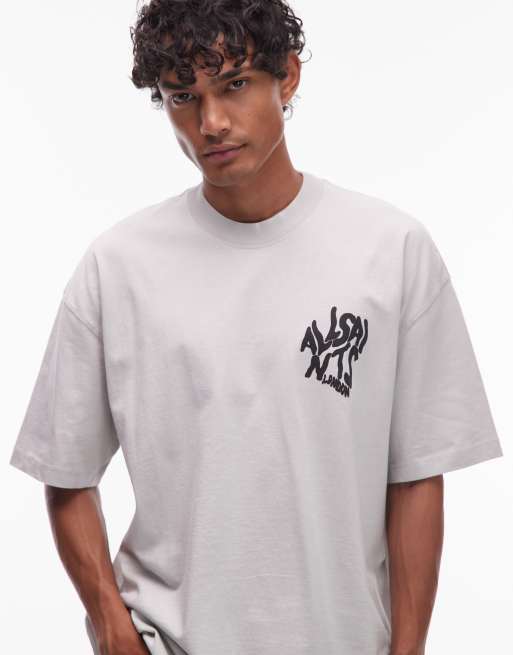 Camiseta gris con estampado gráfico de logo en la espalda Orlando AllSaints, 5 de 5