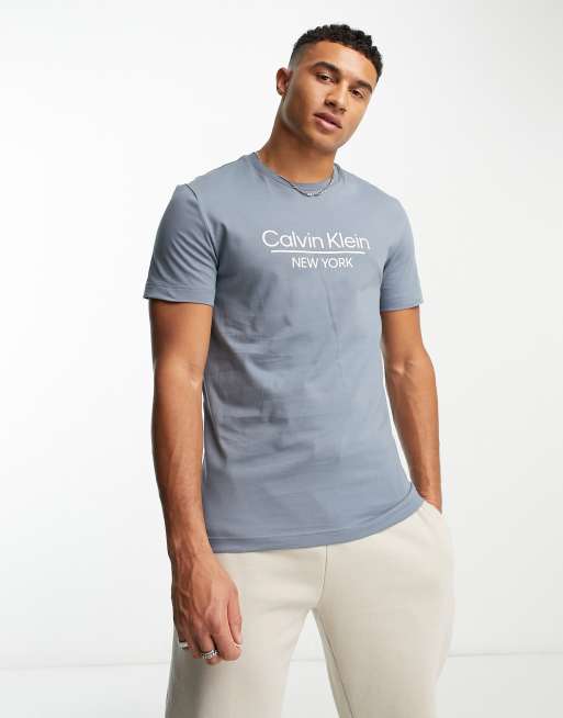 Camiseta gris con logo en el centro de Calvin Klein