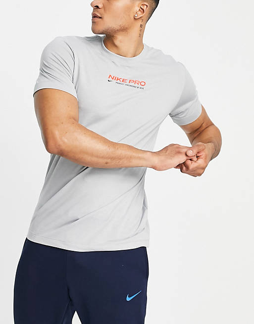 violación Escribe un reporte espalda Camiseta gris con logo Pro de Nike Training | ASOS