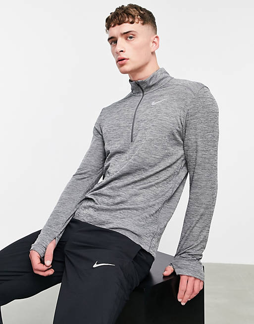 Campeonato cartel Marco de referencia Camiseta gris con media cremallera Pacer Dri-FIT de Nike Running | ASOS