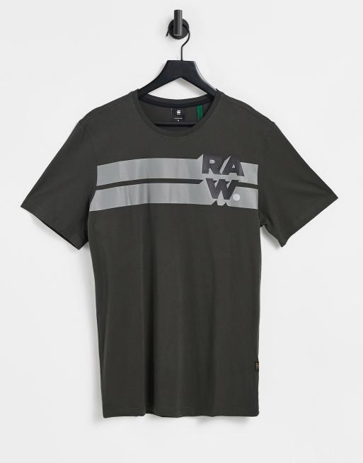Camiseta gris con panel gráfico 'Raw' de G-Star